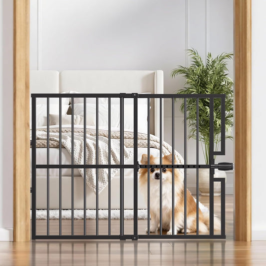 10-Second Quick Install Pressure Mounted Dog Gate for Pets and Kids,Adjustable 29'' to 43'' Wide Metal Pet Gate for Doorways Stairs,No Drilling,Expandable,30'' Tall Indoor Portable Safety Baby Gate