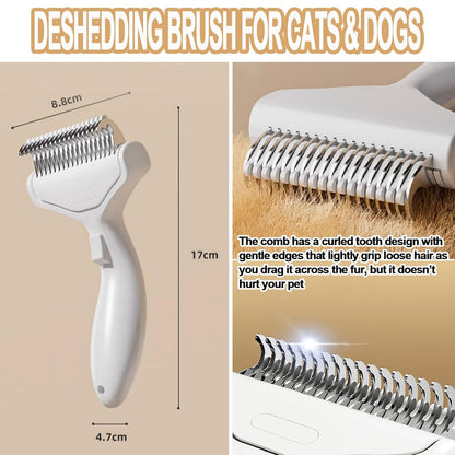 Deshedding Dogs Brush with Release Button, Undercoat Rake for Cats, Professional Shedding Comb & Dematting Tool, Grooming Comb for Long Hair, Thicker Coats Pets