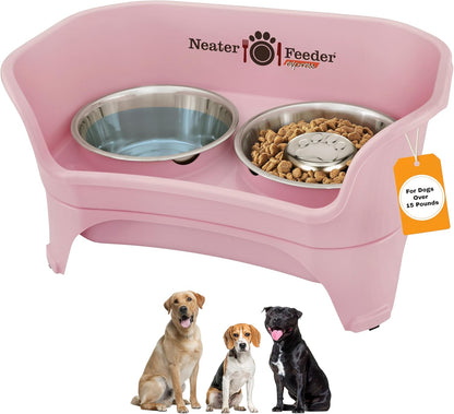Neater Feeder Express Mess Proof Dog Bowls Elevated for Small Breeds under 15 Lb, Made in USA, No Spill Raised Dog Food Bowl Stand, Stainless Steel Food and Water Bowl Set, Feeding Station, Cappuccino