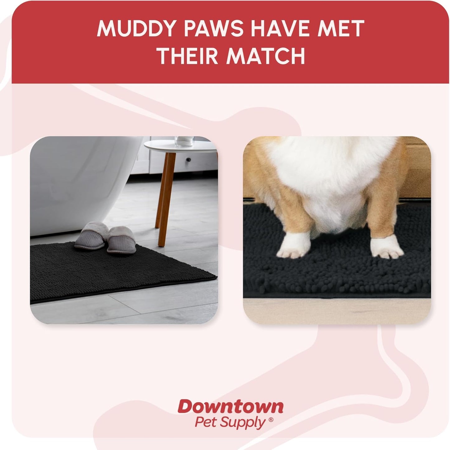 My Doggy Place Dog Mud Mat, 36"x26" Ash – Thick Microfiber Entry Rug for Snow, Mud & Salt – Absorbent, Quick-Dry, Washer-Safe & Non-Slip, Large