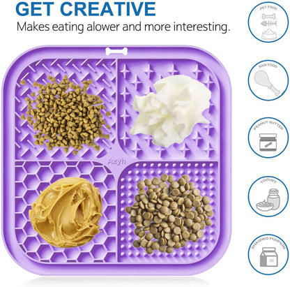 Azyh Licking Mat for Dogs & Cats 2 Pack, Slow Feeder Lick Pat for Large Dogs and Puppies, Anxiety Relief Dog Toys Feeding Mat for Butter Yogurt Peanut, Pets Bathing Grooming Training Mat (9.9'' × 6'')