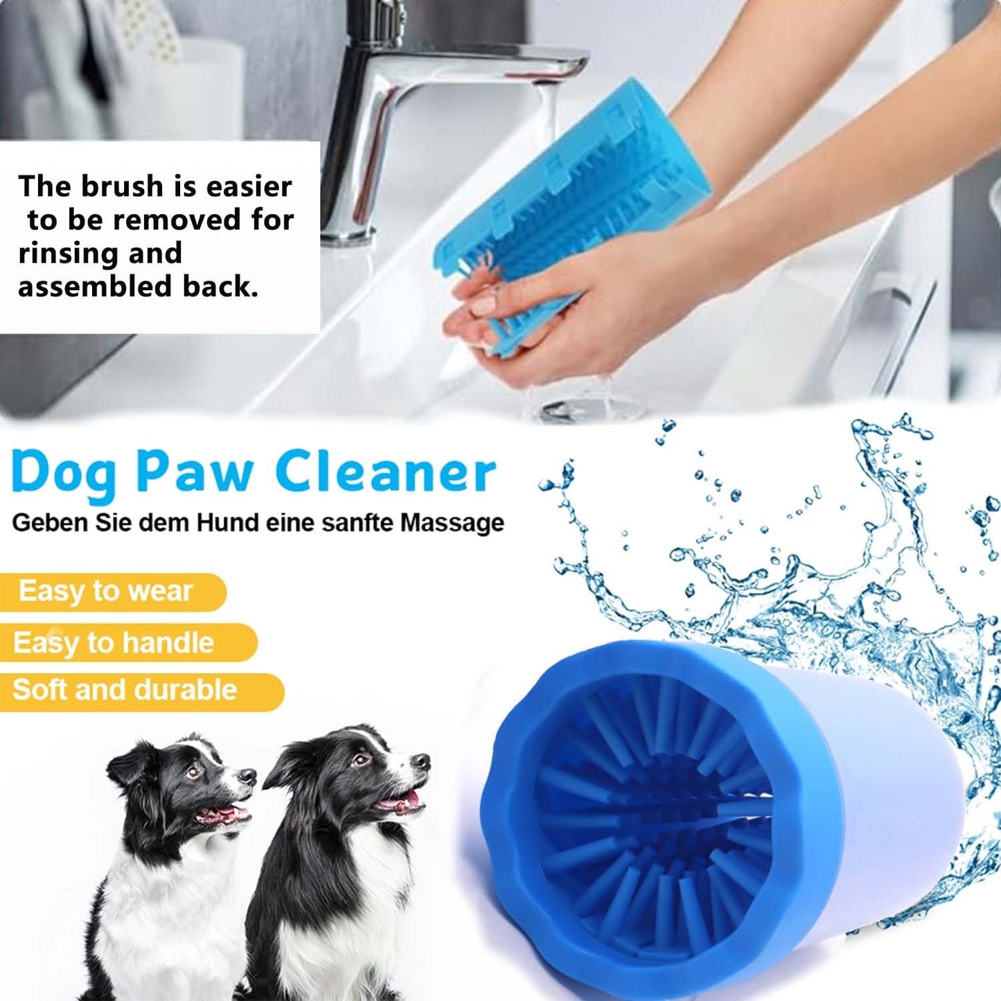 Dog Paw Cleaner,Paw Cleaner for Dog,Pets Foot wash Cup-Dog wash paw Cup-Pet Foot Cleaner for Small Medium Breed Dogs/Cats Pet Clean Paws Miracle Tool(with 1 Towel& 1Brush)