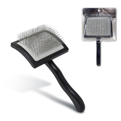Pet Slicker Brush for Long & Short Hair - Detangling Tool for Dogs & Cats - 135° Angled Stainless Steel Pins, Curved Handle - Gentle Grooming for Small/Medium/Large Breeds (Lavender)