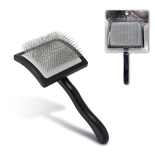 Pet Slicker Brush for Long & Short Hair - Detangling Tool for Dogs & Cats - 135° Angled Stainless Steel Pins, Curved Handle - Gentle Grooming for Small/Medium/Large Breeds (Lavender)