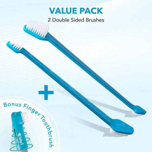 Boshel Pet Toothbrush, 2 Dog Tooth Brush with Dogs Finger Toothbrush for Small and Large Breeds, 3 Pack