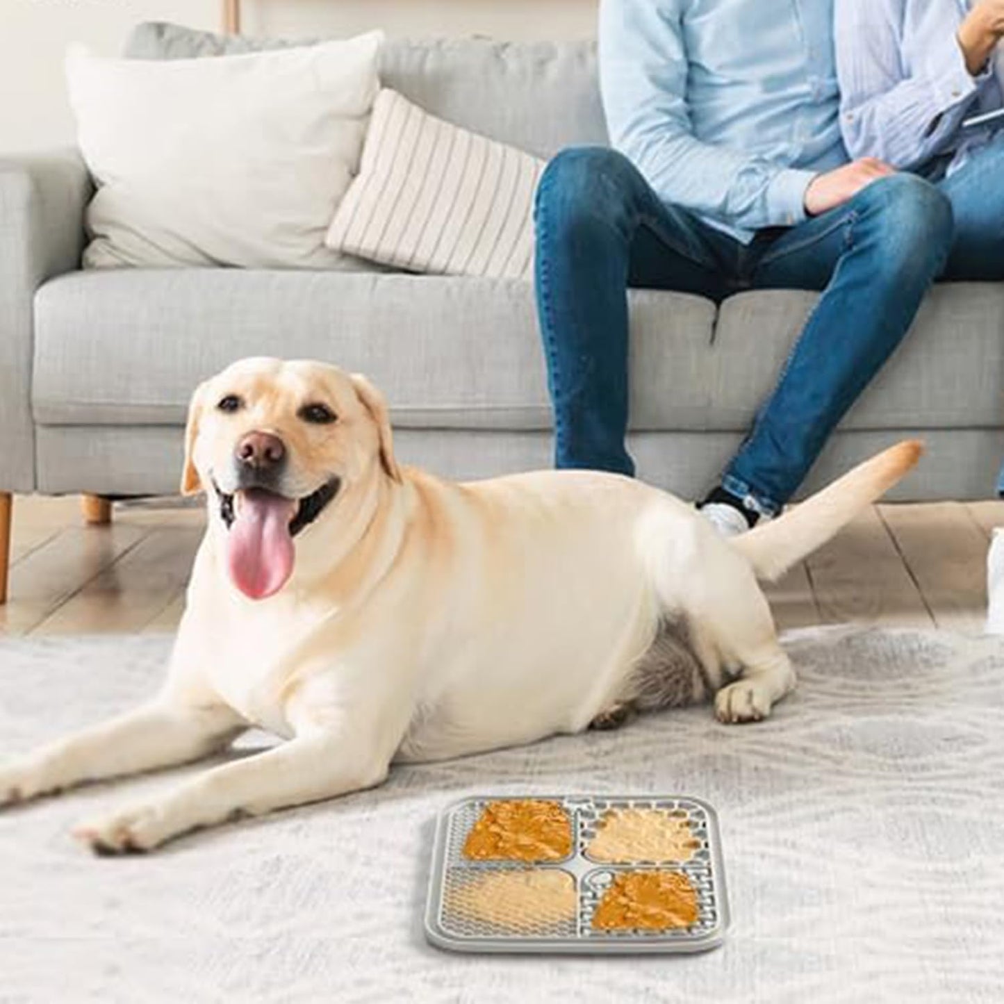 Dog Lick Mat, 3Pack Dog Slow Feeder, Non-Slip Design Lick Mat for Dogs and Cats, Boredom and Anxiety Reducer,Suitable for Treats, Yogurt, Peanut Butter (Grey+Black+SkyBlue)