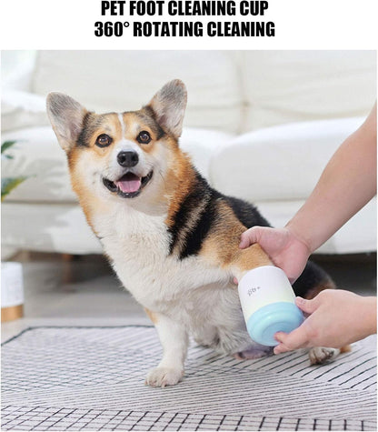 Pet Dog Paw Cleaner Cup, Pet Foot Cleaner Paw Cleaner Cup Easy to Use, Portable Dirt Removal Cleaning Dog Foot Washer Accessory for Dog Cat (Blue)