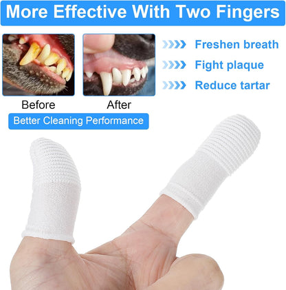 25Pcs Cat & Dog Toothbrush Soft Fabric Pet Finger Toothbrush Kit Washable & Reusable Oral Cleaning Wipes for Puppies Kittens at Home Dental Care (White and Clear)