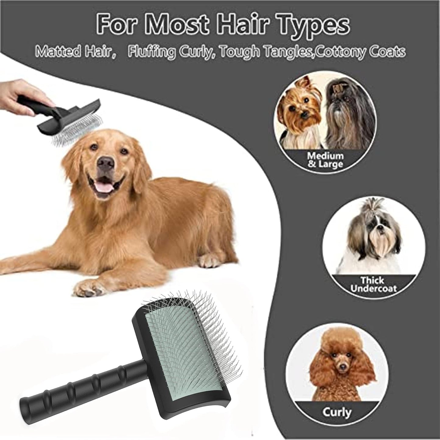 Large Slicker Brush for Dogs,Cats,Extra Long Pin Shedding Brush for Long Haired Dog,Cat, Pet Grooming for Thick Undercoat Curly Hair,25mm(1"),Green