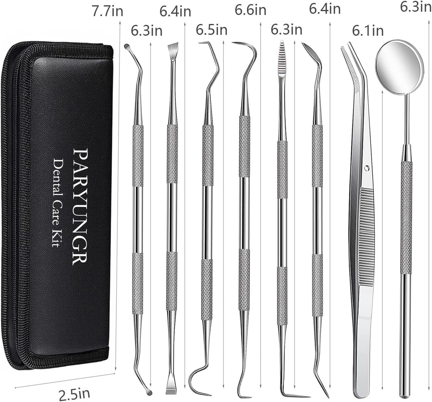 Dental Tools Pet Dog Teeth Cleaner Tool Kit, Stainless Steel Plaque Remover Dental Picks Tooth Tartar Scraper, Pets Oral Care Hygiene Set for Cats and Dogs Use with Case