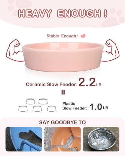 TRUVIC Ceramic Slow Feeder Dog Bowls Small Breed, 0.6 Cup Slow Feeder Cat Bowls for Fast Eaters, Ceramic Dog Food Dish no Black Chin, Puzzle Bowl for Small Dogs and Cats, White