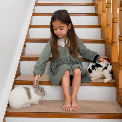Extra Wide Non Slip Stair Treads for Wooden Steps – 15 Pack 9" x36'' Extra Wide Carpet Runners with Reusable Adhesive, Step Pads for Dogs, Kids, Seniors, Machine Washable – Geige