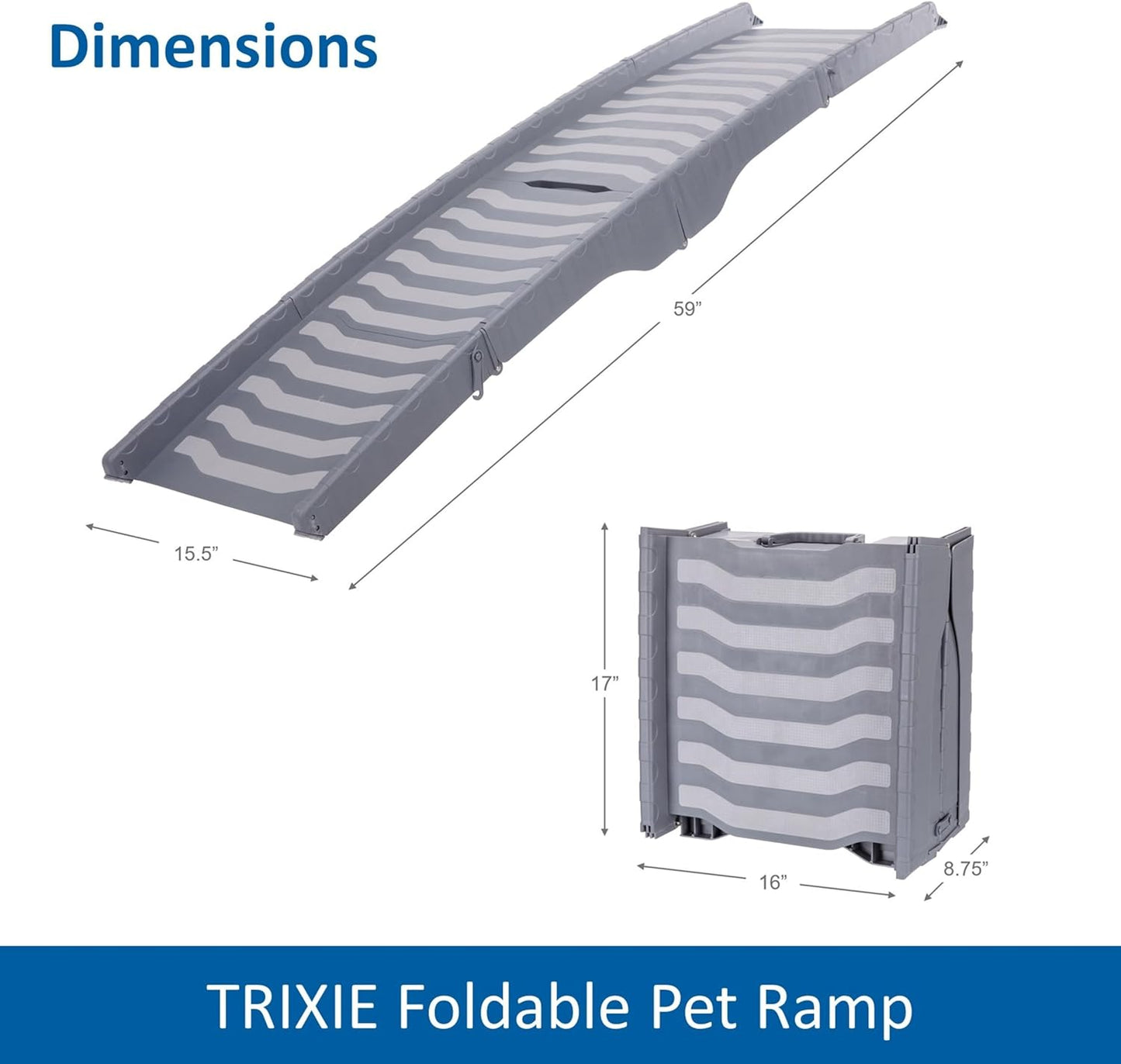 Trixie Folding Dog Ramp with Non-Slip Surfaces - Pet Ramp for Large Cars and SUVs - Foldable, Easy to Store and Clean - in Black