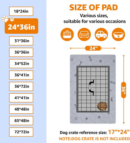 Washable Pee Pads for Dogs, 2Pack Reusable Puppy Pads, Absorbent Whelping Pads with Bone Print, Non-Slip Waterproof Pet Training Pads for Couch, Crate, Potty Training 18x24