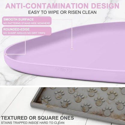Small Silicone Pet Food Mat with Raised Edge for Food and Water Bowl, Square Dog Feeding Mats, Cat Food Trays for Floor Waterproof, Rubber Tray for Dogs and Cats, 12 x 12 x 0.7 Light Olive Green