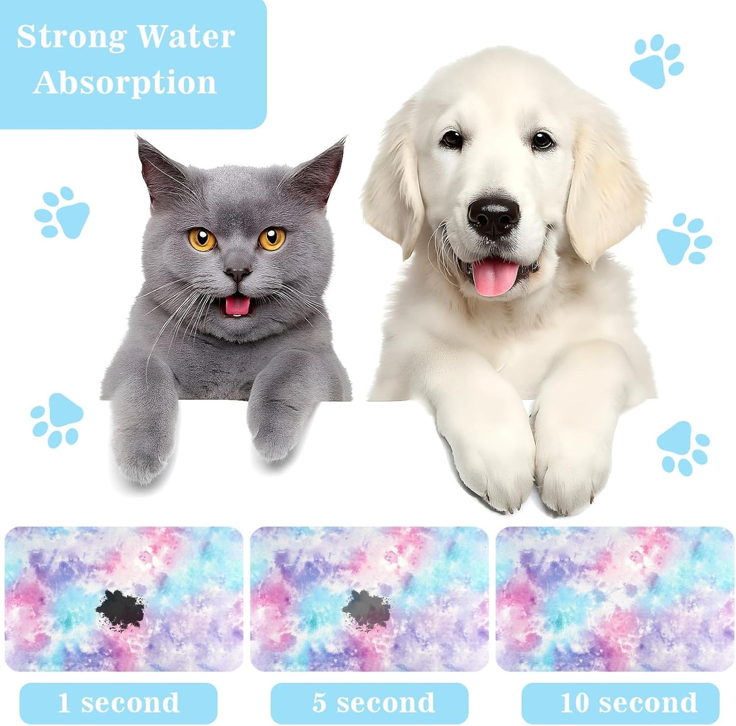 Dog Food Mats for Floors Waterproof Mat for Cat Food and Water Bowls - Absorbent Quick Dry Non Slip Mat for Pet Feeding