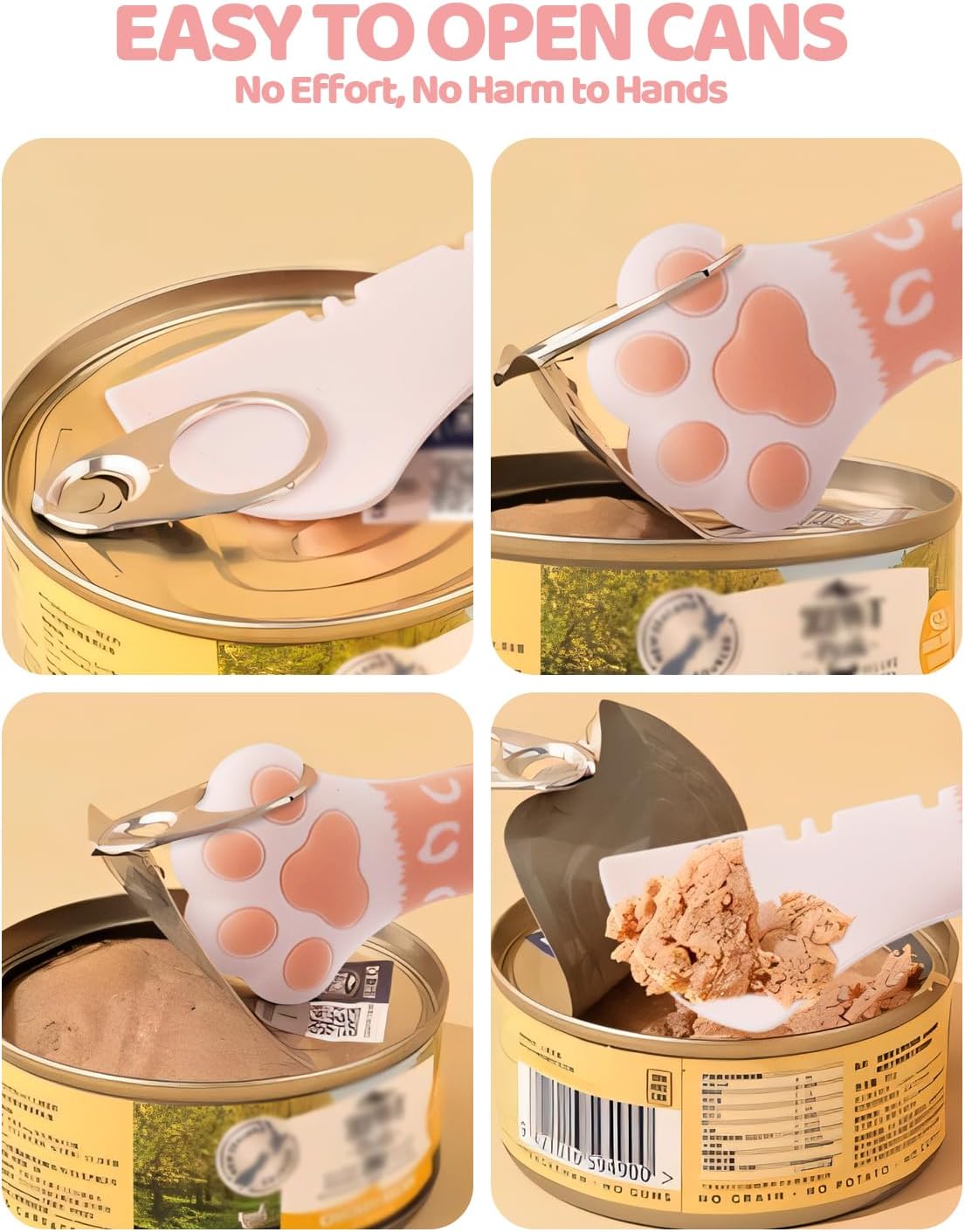 5 PCS Cat Food Can Covers Lids Set, Silicone Pet Food Can Lids with Multi-Function Cat Food Spoon and Opener, Cat Bar Squeezer, Stainless Steel Wet Food Spoon for Cats and Dogs (Pink) (Pink)