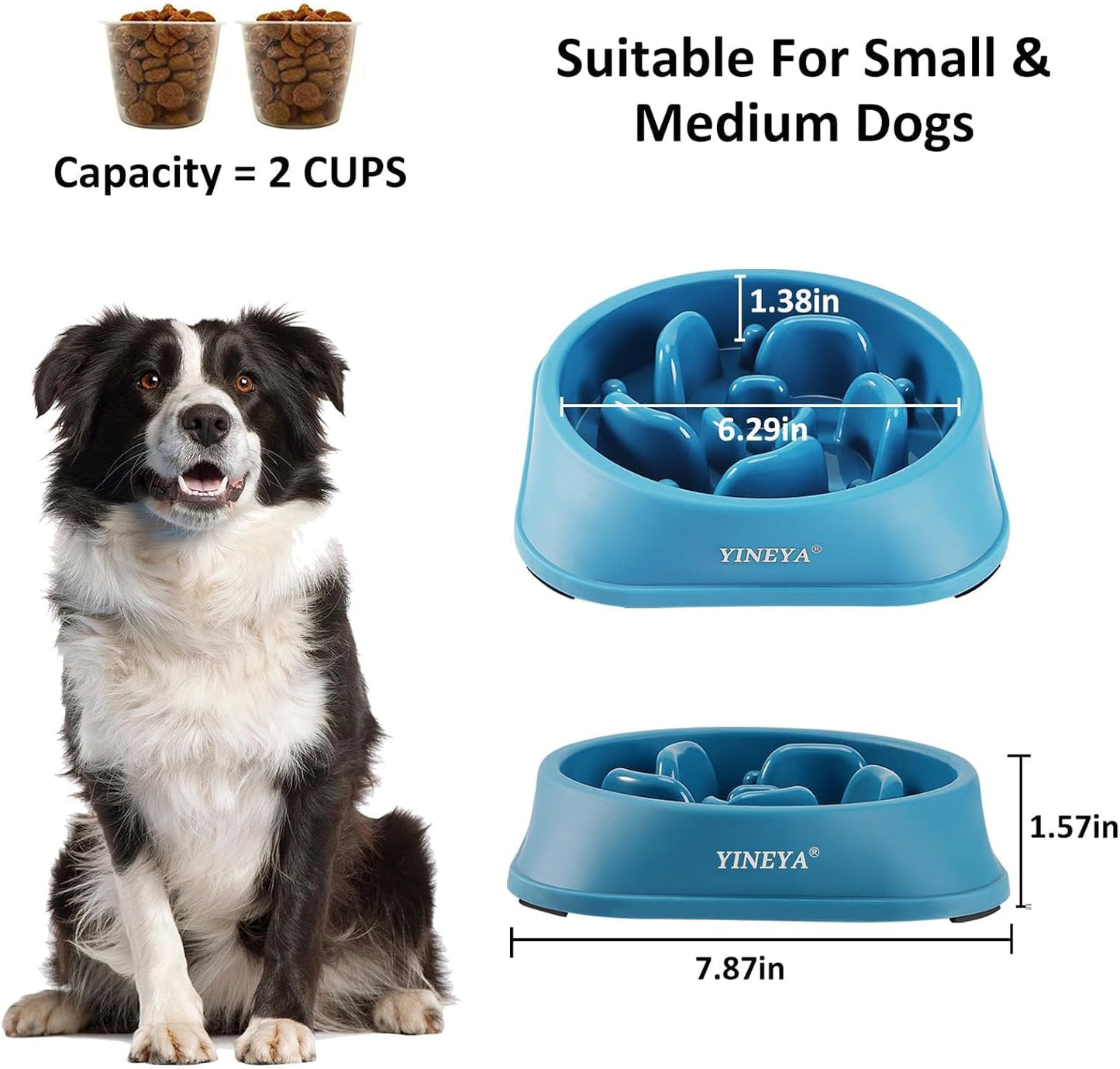 YINEYA Slow Feeder Dog Bowls, Pet Supplies that Slow Down Eating, Pet Food Bowls, Maze Dog Puzzle Feeder for Medium Breed
