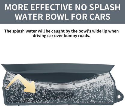 SLSON Spill Proof Dog Water Bowl for Cars,Collapsible No Splash Dog Travel Bowls Integrated Molding Portable Pet Bowl for Vehicle Road Trip Truck,RV,SUV,Boat Accessories (Cold Grey)