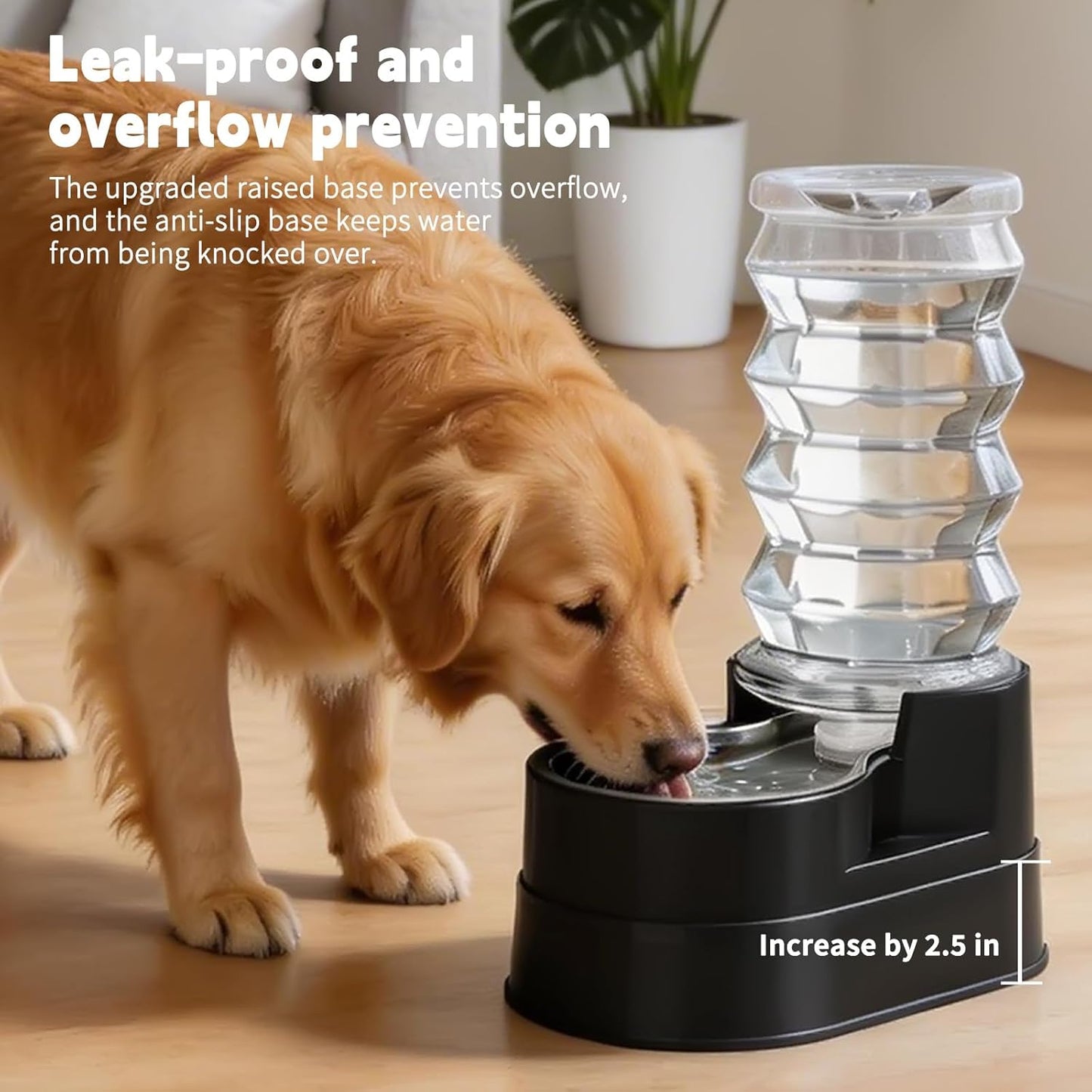RIZZARI 8L Elevated Pet Water Dispenser – Stainless Steel Gravity Waterer with Auto-Refill Design for Medium and Large Dogs & Senior Pets -Comfortable Drinking Height for Living Rooms,Multi-Pet Homes
