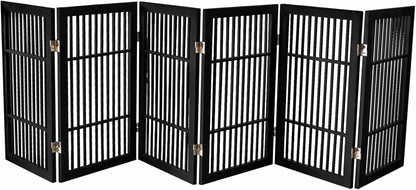 Urnporium Freestanding Wooden Dog Gate for Doorways – Foldable Acacia Wood Pet Gate, No Drill Portable Indoor/Outdoor Puppy Fence Barrier (White Pet Gate, 3 Panel 24" Tall)