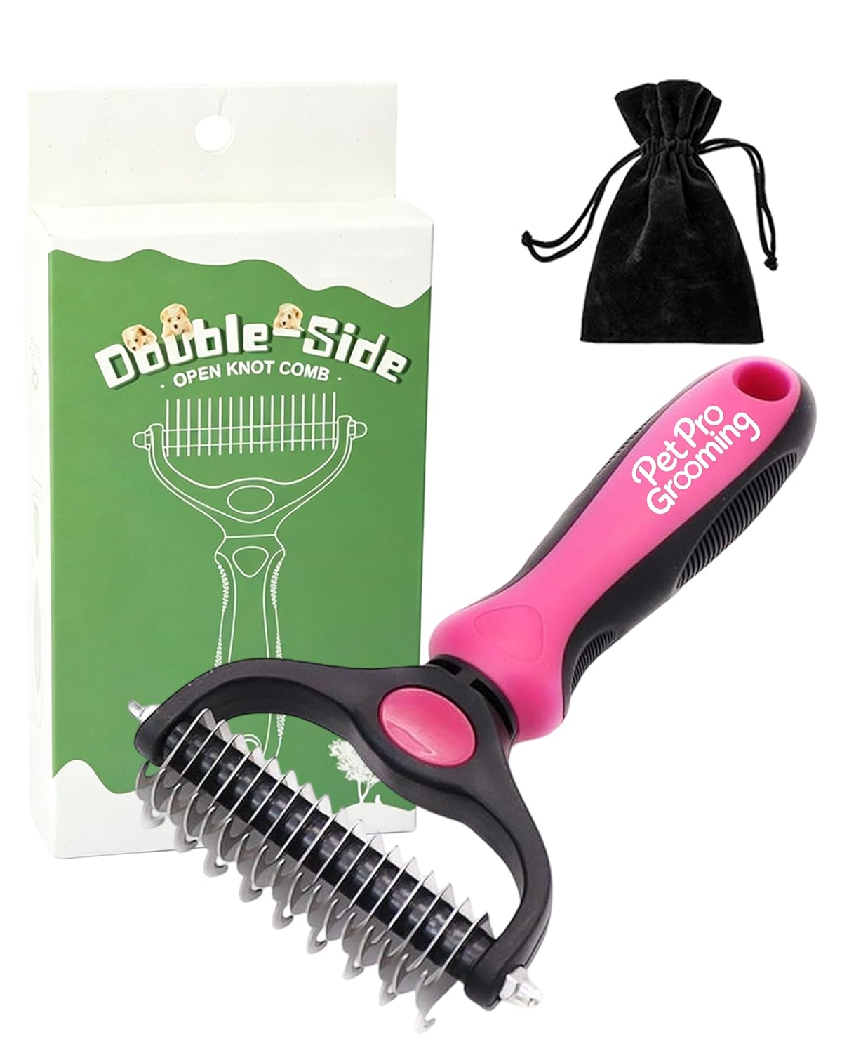 Tool, 2-In-1 Double-Sided Grooming Tool, Deshedding Dog Brush, Pet Shedding Remover Rounded-Tooth Comb For Painlessly Removing Knots And Loose Hair (Blue-Large)