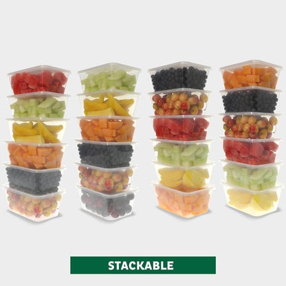 Freshware Food Storage Containers [50 Set] 25 oz Plastic Deli Containers with Lids, Slime, Soup, Meal Prep Containers, BPA Free, Stackable, Leakproof, Microwave, Dishwasher and Freezer Safe