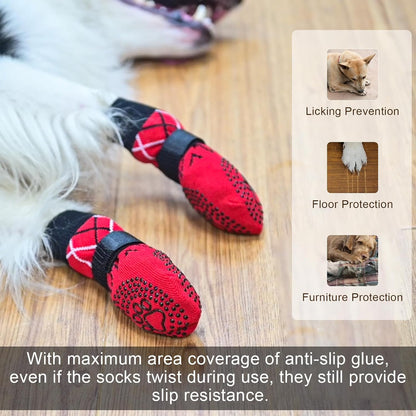 BEAUTYZOO Dog Socks to Prevent Licking Paws -Dog Shoes for Hot Pavement & Hardwood Floors Anti Slip, Traction Control Boots & Paw Protectors with Double Side Grips for Small Medium Large Senior Dogs