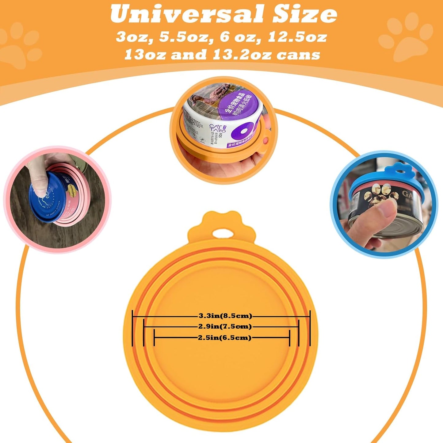 Pet Can Opener & 3 Pcs Cat Food Can Lids | Universal BPA Free Silicone Covers & Multi-Function Wet Food Spoon for Cat and Dog Food(Dark Blue)