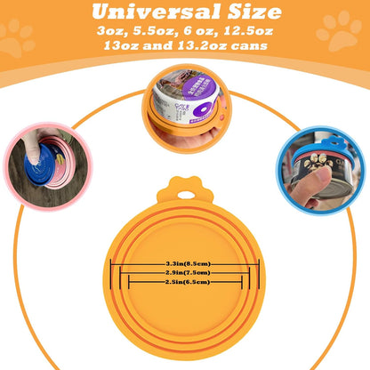 Pet Can Opener & 3 Pcs Cat Food Can Lids | Universal BPA Free Silicone Covers & Multi-Function Wet Food Spoon for Cat and Dog Food(Dark Blue)