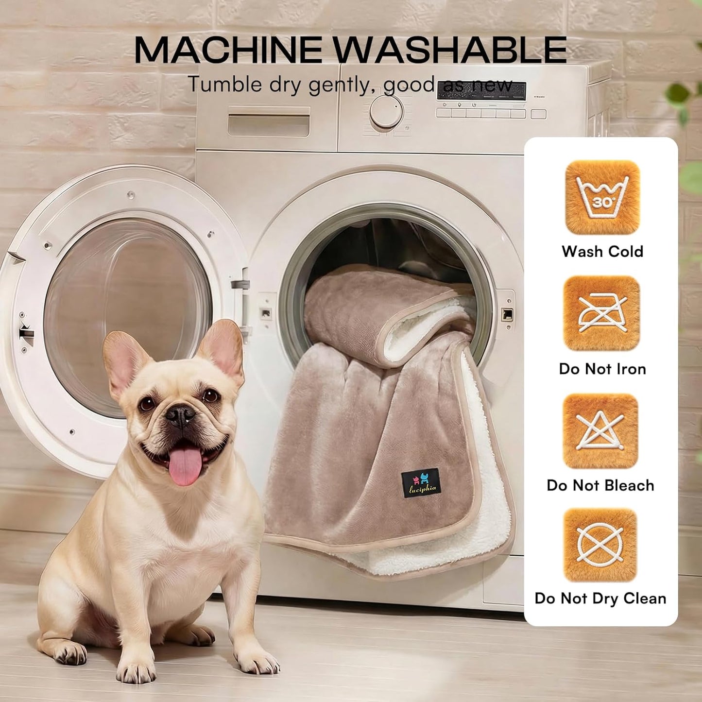 Luciphia Waterproof Bed Blanket Washable,Soft Sherpa Fleece Puppy Reversible Throw Blankets for Small Dog Cat,Furniture Cover Protector Couch Bed from Liquid Pee and Pet Fur, Light Grey, 40" x 28"