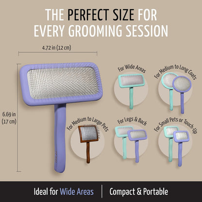 Tauro Pro Line Slicker Brush for Dogs & Cats, Deshedding, Dematting & Detangling Grooming Tool for Medium to Long Coats, Ideal for Doodles & Poodles, Flexible Cushion, Purple, Medium Size (M)