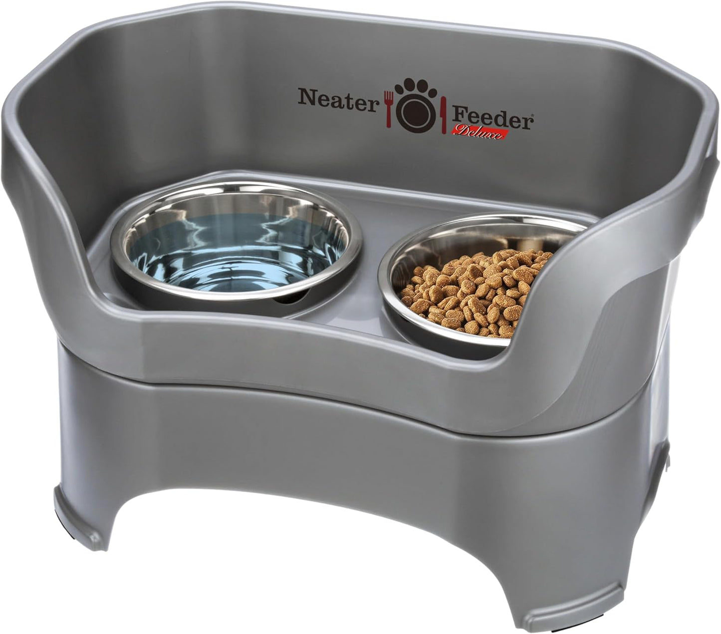Neater Pet Brands Neater Feeder Deluxe Mess Proof Dog Bowls Elevated for Large Dogs Over 40 lbs, Made in USA, No Spill Raised Dog Food Bowl Stand Feeding Station, Food and Water Bowl Set, Black