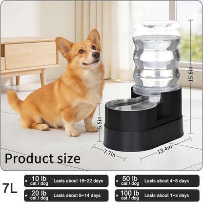 RIZZARI 8L Elevated Pet Water Dispenser – Stainless Steel Gravity Waterer with Auto-Refill Design for Medium and Large Dogs & Senior Pets -Comfortable Drinking Height for Living Rooms,Multi-Pet Homes