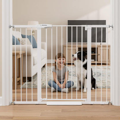 Mumeasy Baby Gate Extra Wide, 29.7-51'' Pressure Mounted Dog Gate with Walk Thru Door, Auto Close Pet Gate for House, Stairs, Doorways,Black