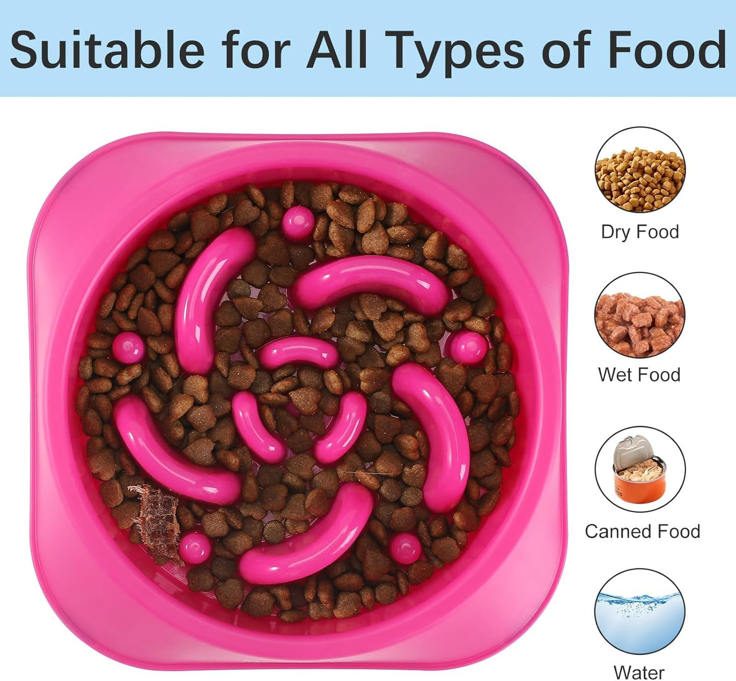MateeyLife Slow Feeder Dog Bowls 2PCS, Anti-Choking Puzzle Dog Food Bowls, Anti-Slip Interactive Feeding Slow Down Eating, Bloat Stop Maze Dishes for Medium Breeds Pink&Purple