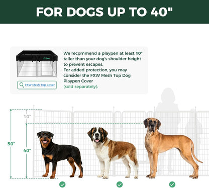 FXW Rollick Unleashed Dog Playpen for Indoor, Yard, RV Camping, 24 inch 8 Panels for Small and Puppy Dogs, Black│Patented