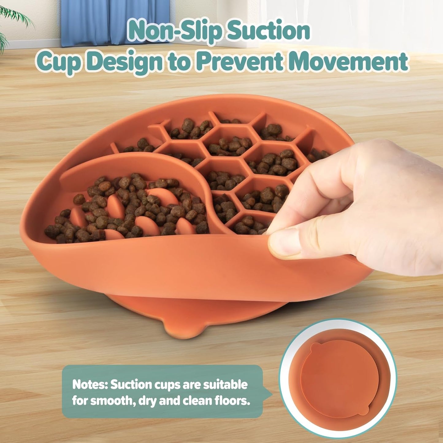 Slow Feeder Dog Bowls, Silicone Pet Food Bowls with Suction Cups, Non-Slip Dog Feeding Slow Down Pet Eating Speed for Fast Eaters, Anxiety Relief & Fun Added (Green)