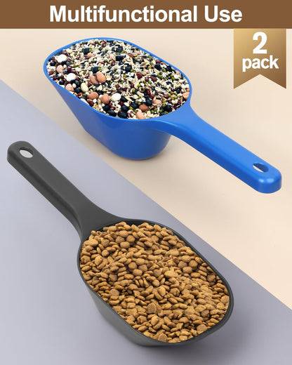 2 PACK Dog Food Scoop,1 Cup Capacity Pet Food Scoop With Measuring Lines For Dog, Puppy and Cat (Black)
