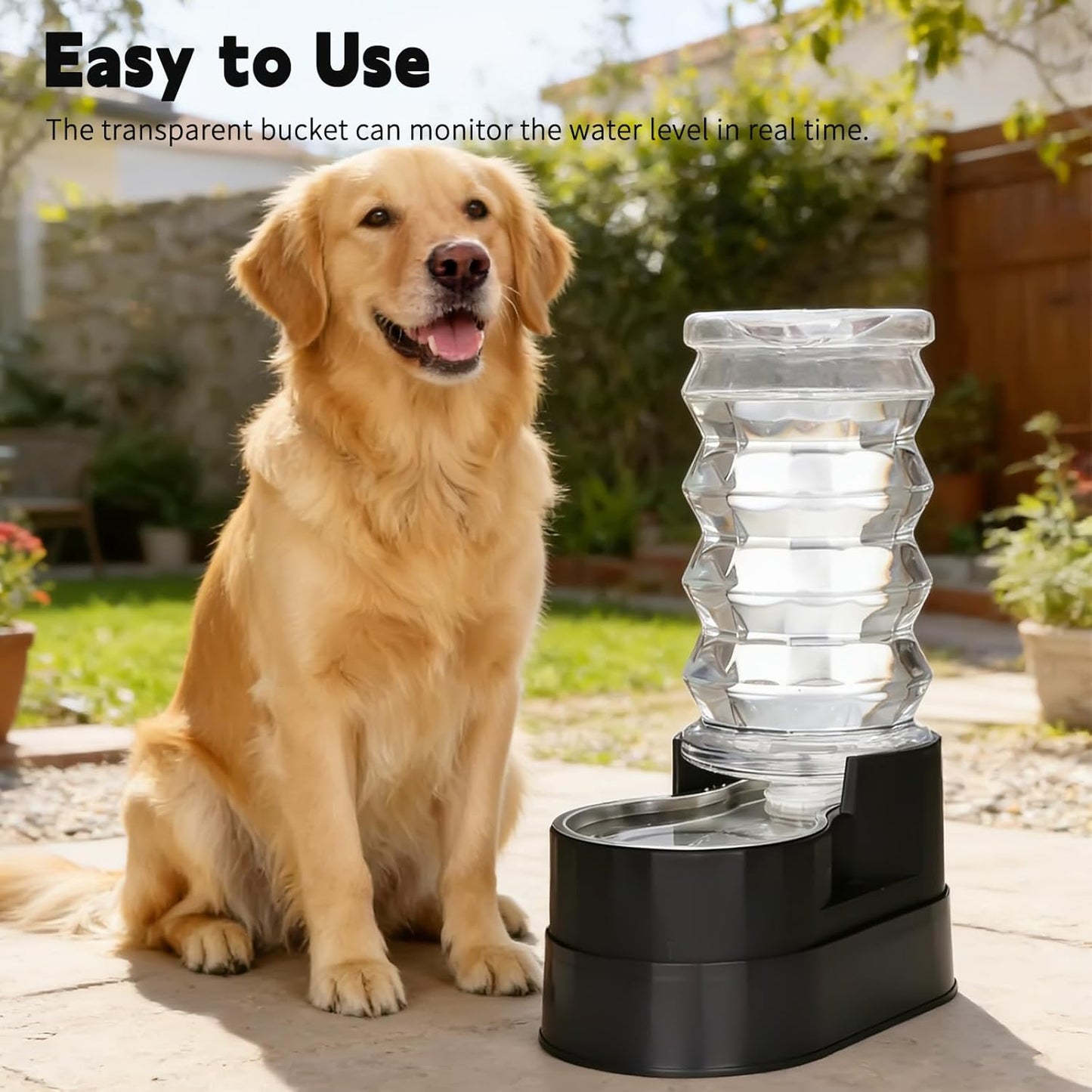RIZZARI 8L Elevated Pet Water Dispenser – Stainless Steel Gravity Waterer with Auto-Refill Design for Medium and Large Dogs & Senior Pets -Comfortable Drinking Height for Living Rooms,Multi-Pet Homes