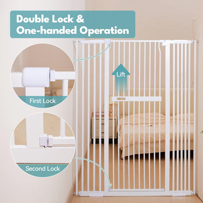 No Pawblems 55" Extra Tall Pet Gate for Cat/Dog, 29-40" Wide Auto Close Tall Dog Gate for Doorways/Hallways, 1.37" Ultra Narrow Spacing, NO Drilling Pressure Mounted, Black