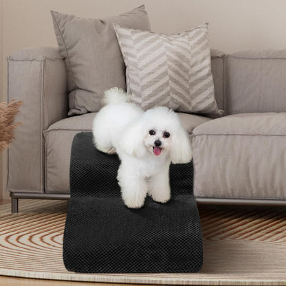 Dog Stairs for Small Dogs - High Density Foam Dog Ramp, Extra Wide Pet Steps with Non-Slip Bottom for High Beds, Couche and Sofa, Best for Pet Injured, Older Dogs Cats (Grey, 4 Steps)