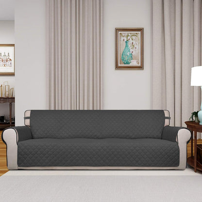 PureFit Reversible Quilted Sofa Cover, Water Resistant Slipcover Furniture Protector, Washable Couch Cover with Non Slip and Elastic Straps for Kids, Dogs, Pets (Sofa, Gray/Light Gray) - Colors B
