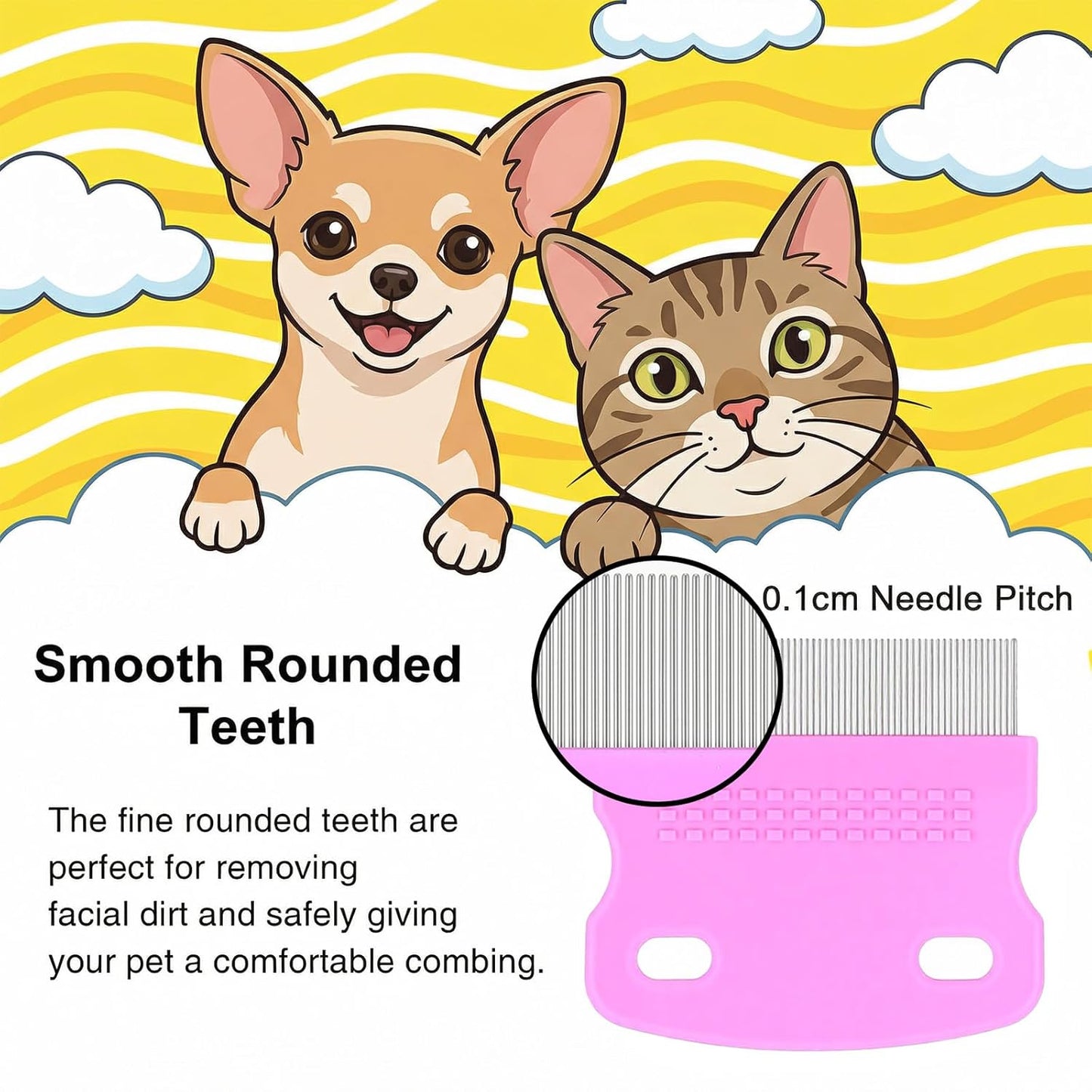 4 Pcs Pets Grooming Comb Kit Professional Stainless Steel Tear Stain Remover & Flea Lice Comb For Small Dogs Cats Pets Puppy Tick Grooming And Removing Knots Crust Mucus