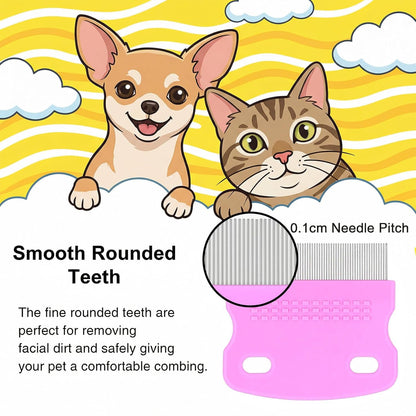 4 Pcs Pets Grooming Comb Kit Professional Stainless Steel Tear Stain Remover & Flea Lice Comb For Small Dogs Cats Pets Puppy Tick Grooming And Removing Knots Crust Mucus