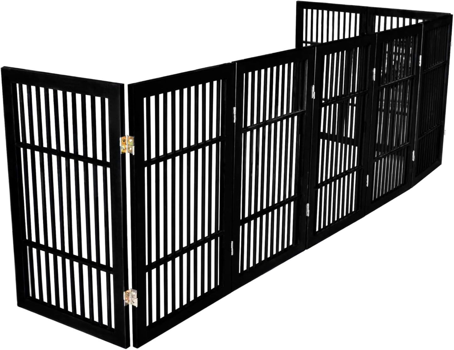 Urnporium Freestanding Wooden Dog Gate for Doorways – Foldable Acacia Wood Pet Gate, No Drill Portable Indoor/Outdoor Puppy Fence Barrier (White Pet Gate, 3 Panel 24" Tall)