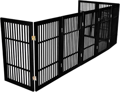 Urnporium Freestanding Wooden Dog Gate for Doorways – Foldable Acacia Wood Pet Gate, No Drill Portable Indoor/Outdoor Puppy Fence Barrier (White Pet Gate, 3 Panel 24" Tall)