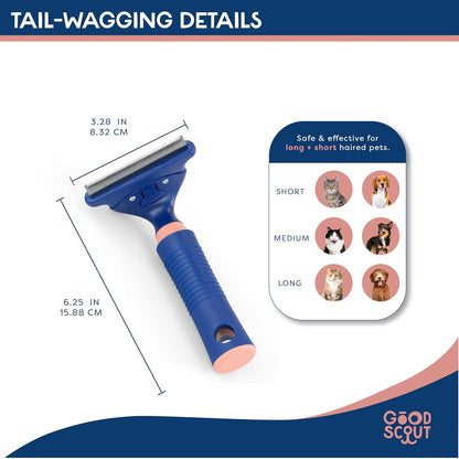 Good Scout 2-Piece Deshedding Tool Set with Self-Cleaning Slicker Brush & Dual-Head for Dogs & Cats, Gentle, Safe & Effective Grooming Tool for Short or Long Haired Animals