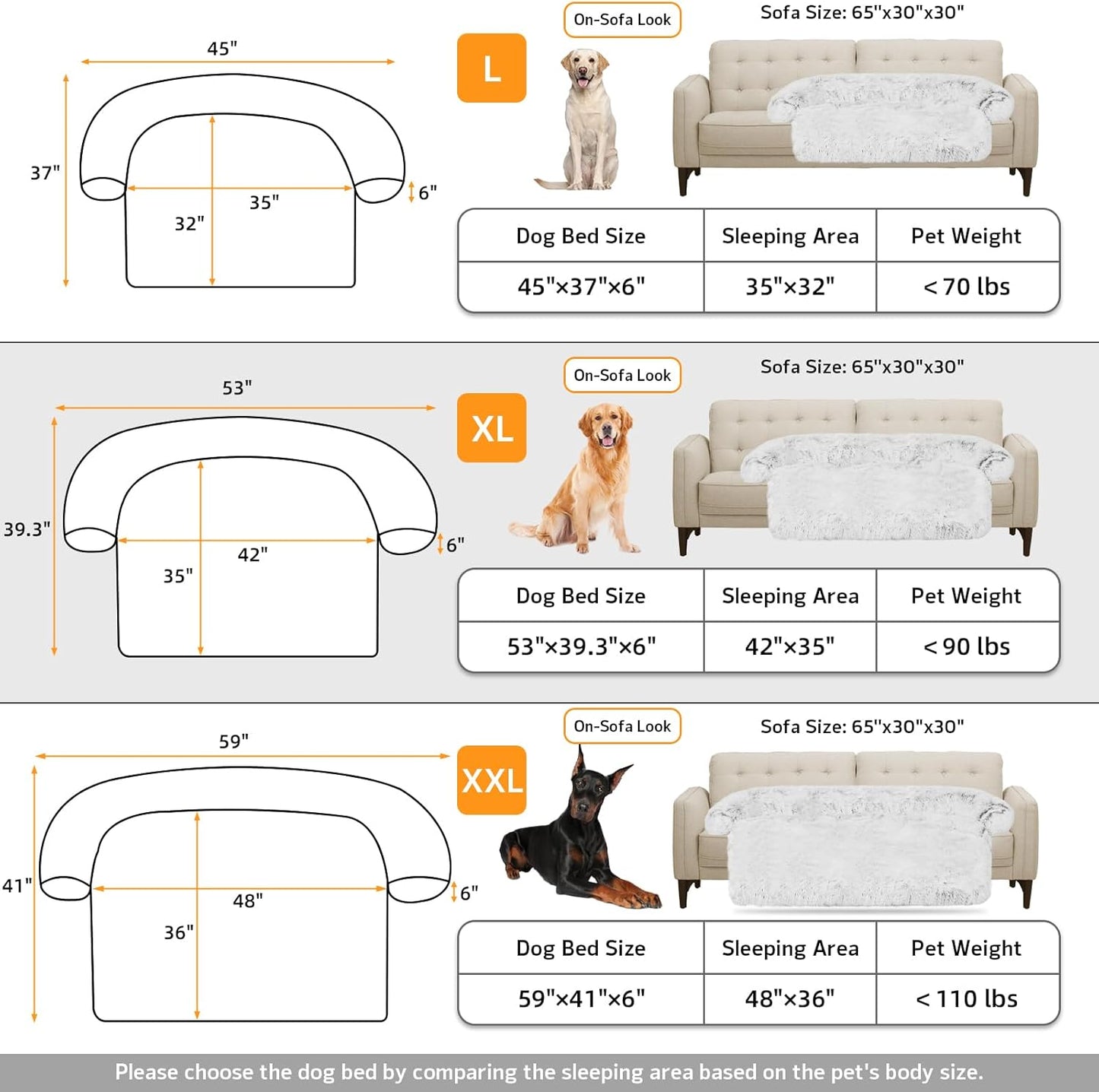 Calming Dog Bed Fluffy Plush Dog Mat for Furniture Protector with Removable Washable Cover for Large Medium Small Dogs and Cats (Large, Light Grey)