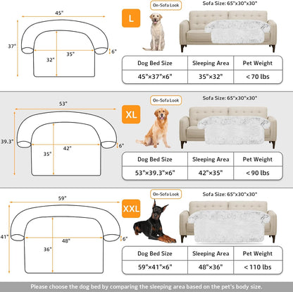 Calming Dog Bed Fluffy Plush Dog Mat for Furniture Protector with Removable Washable Cover for Large Medium Small Dogs and Cats (Large, Light Grey)